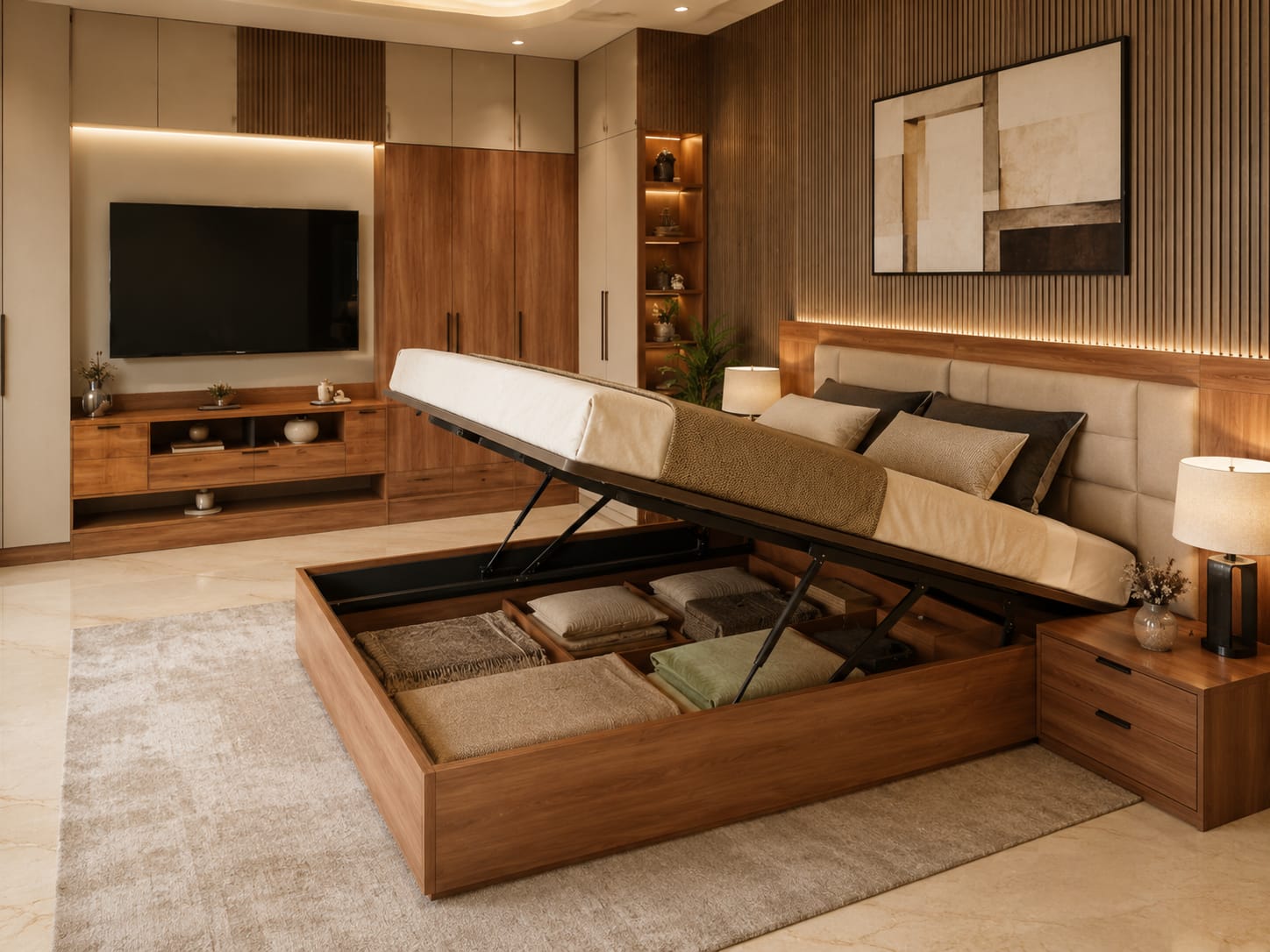 Hydraulic storage bed
