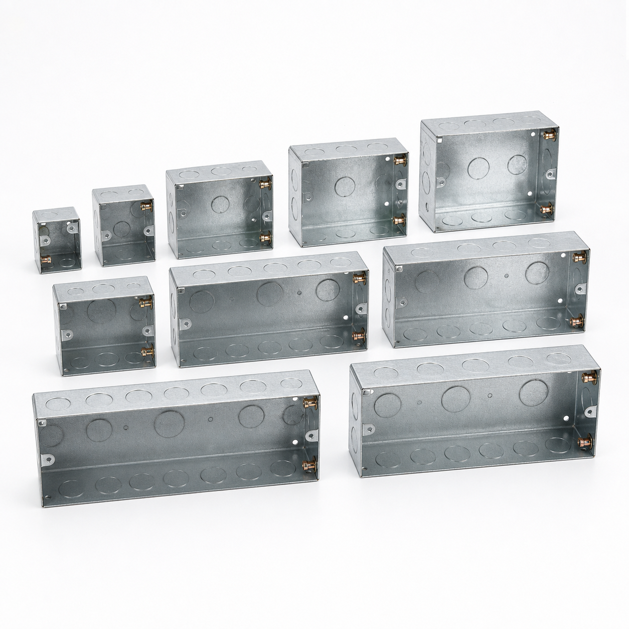 Concealed GI metal boxes in modular plate sizes
